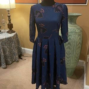 Printed Blue chiffon mid length summer dress